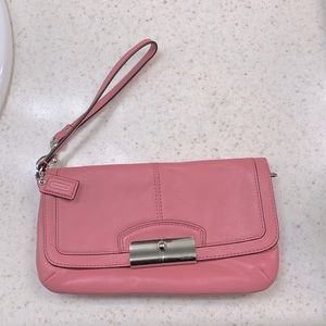 Coach leather pink wristlet/ handbag